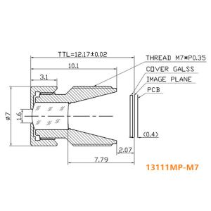 1/3" 11.1mm F4.0 M5/M6/M7 mount Non Distortion Lens, long focal telescope lens