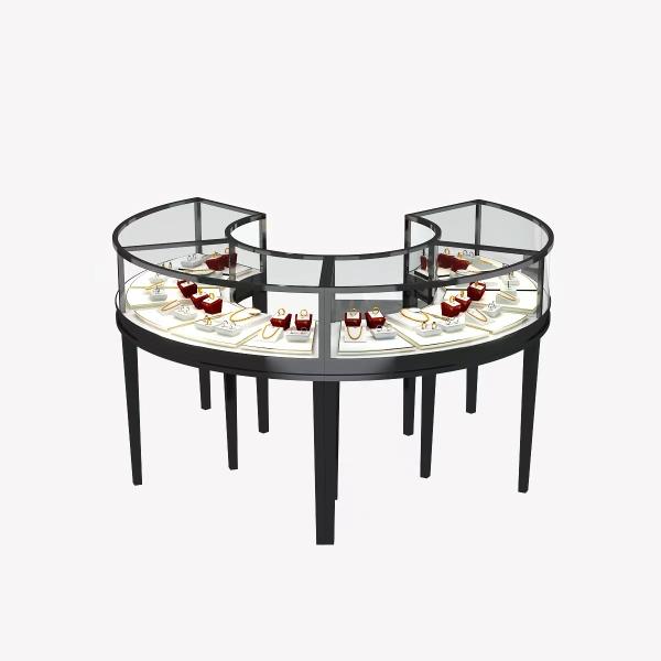 Buy Round Curved Jewelry Display Cabinet Oval jewellery glass counter Custom at wholesale prices