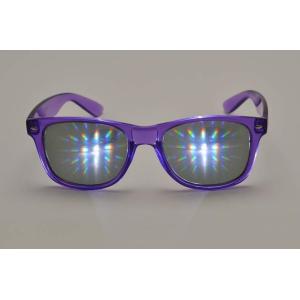 Purple Frame Plastic Diffraction Glasses Style , Rainbow Prism Glasses