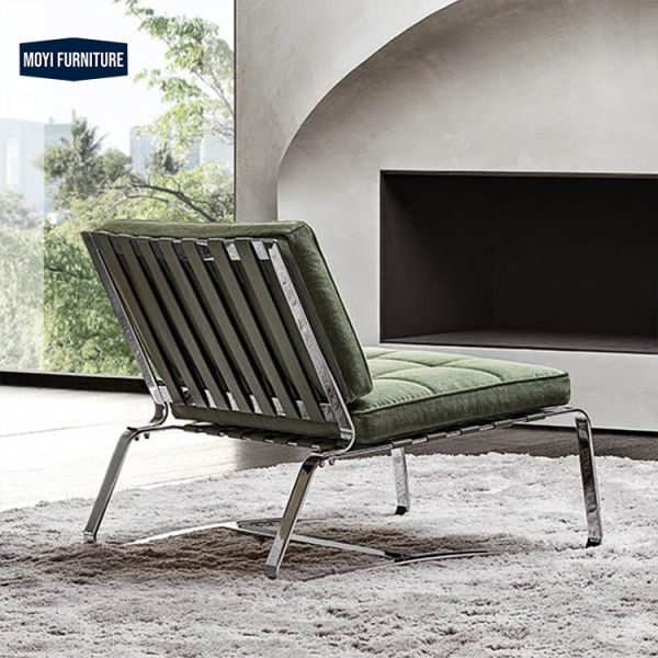 Mail Packing Arm Chair Modern Living Room Accent Chair Comfort Leisure Chair Fabric Lounge Chair Metal Leg Green Chair