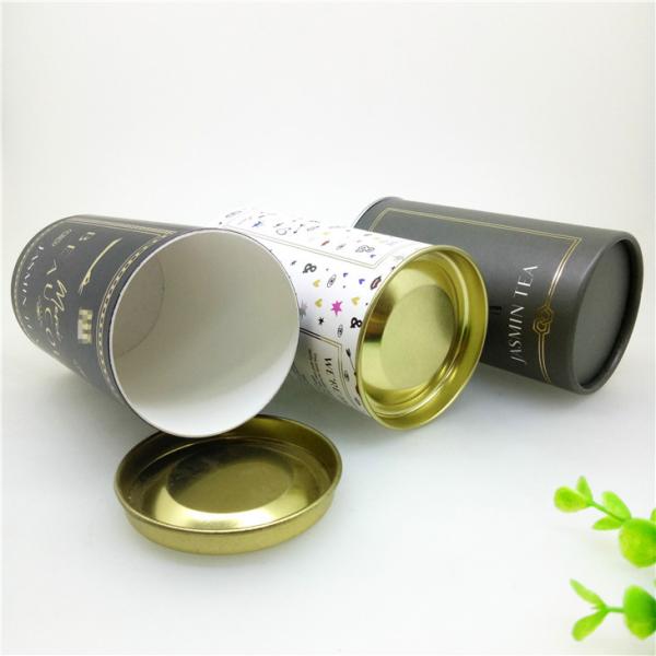 Buy CMYK Printing Recycled Paper Composite Cans / Tea Tin Packaging Tube at wholesale prices