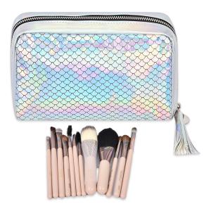 Large Luxury Custom Cosmetic Bag Leather Cosmetic Case 20X7X14CM