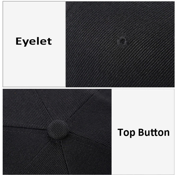 Adjustable Snapback Trucker Cap Mesh Hat Flat Bill Black Cotton Twill Seam Tape