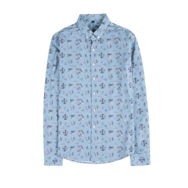 Buy Breathable Black Long Sleeve Regular Fit 100% Cotton Slim Fit Mens Floral Print Shirt at wholesale prices