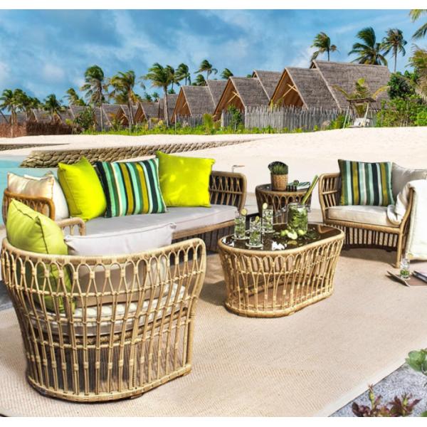 Large Rattan Casual Dining Set Villa Patio Garden Courtyard Hand Woven Couch Home