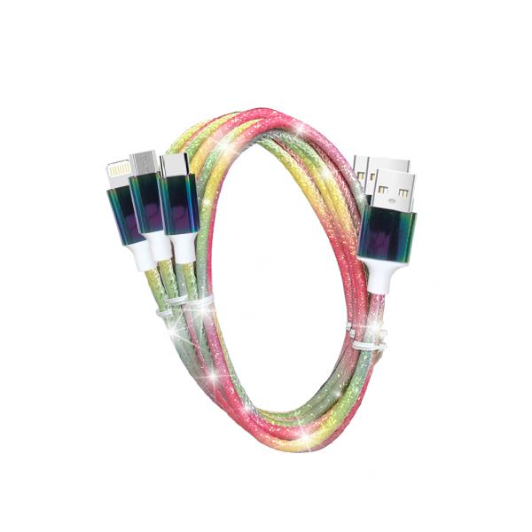 1m Length C-C20V3A 60W Max C-L 9V3A 27W Max Glowing Data Cable Metal Shell Leather Wrap for Elegant Durability
