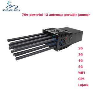 12 Bands Handheld Mobile Phone Signal Jammer with 70 Watts Power and Up To 60m