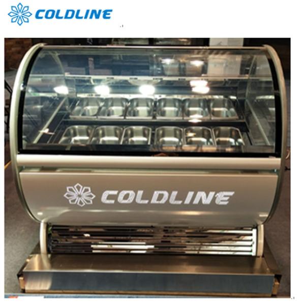 Buy Luxury Curved Glass Ice Cream Freezer Display with ETL&CE at wholesale prices