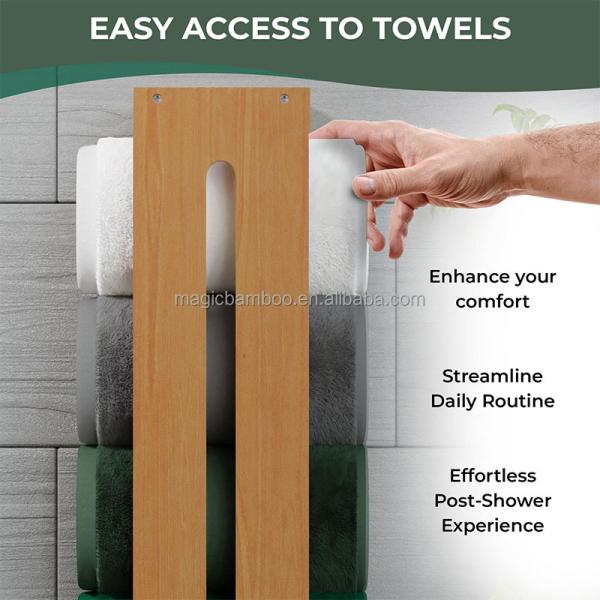 Wooden Bamboo Bathroom Storage Rack Towel Shelf Eco Friendly
