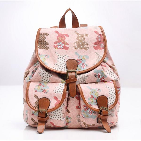 New wave canvas printing leisure backpack schoolbag travel Female