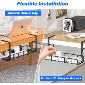 Cable Management Tray Wire Organizer for Most Table Sturdy Metal Cord Channel