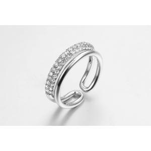 China 2.31g Circle Round Engagement Ring With Halo CZ 925 Silver on sale