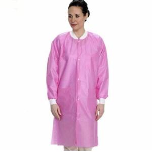 Quality Pink Disposable Polypropylene Lab Coat Dustproof Anti - Chemical Liquid Splash for sale