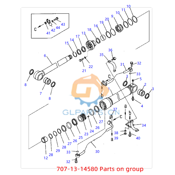 Excavator PC300-7 Hydraulic Boom Cylinder 707-13-14580 For Komatsu Cylinder