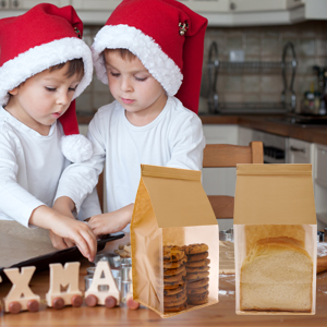 treat bags bakery bags with window bakery bread candy bags cookie bags for packaging brown kraft bag