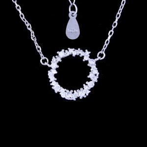 Attractive Silver Cubic Zirconia Necklace , Bell Chain 925 Silver Choker