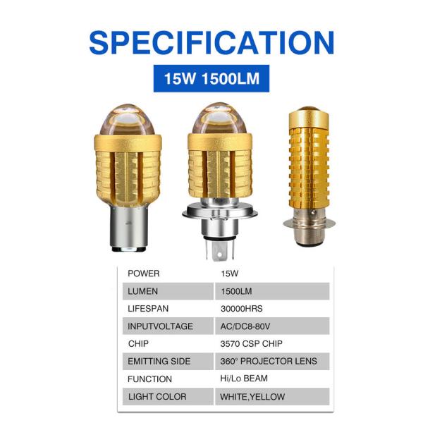 15W Brightest H4 Led Bulb Motorcycle 1500LM Bicolor Moto Led Headlight