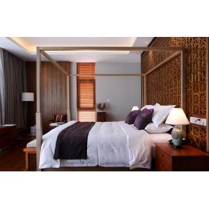 Customized Modern Hotel Bedroom Furniture / Bedroom Suites Solid Wood Material