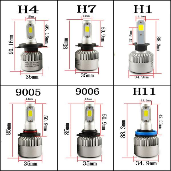 Super bright Auto Car H8 H11 H7 H4 H1 LED Headlights 6500K 72W 8000LM COB Bulbs Diodes Automobiles Parts Lamp