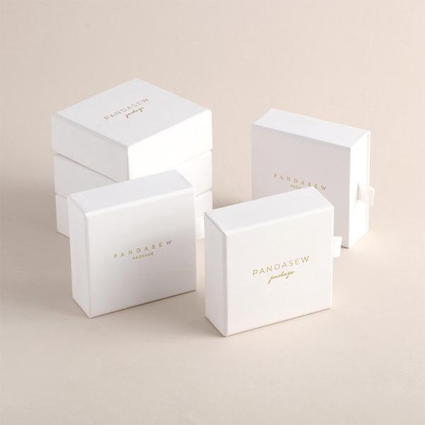 Chic Small Cardboard Jewelry Packaging Box Slide Open With Satin Puller