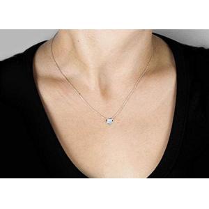 16inch 14K Gold Necklaces Heart Bezel style with 6x6mm Moissanite