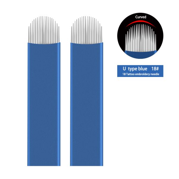 Medical Grade Stainless Steel 18 Pins Blue Microblading Needle for Eyebrow Permanent Makeup