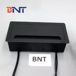 Conference table flip open brush socket with power data connectors