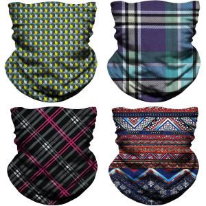 Cooling Half Balaclava Army Plaid Face Mask Tube Bandana