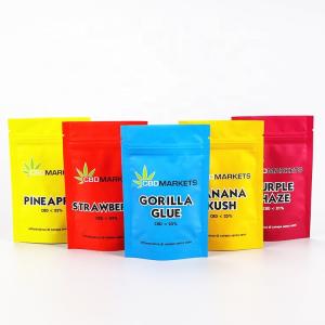 Quality Resealable Weed CBD VMPET 180mic Mylar Stand up Pouch for sale