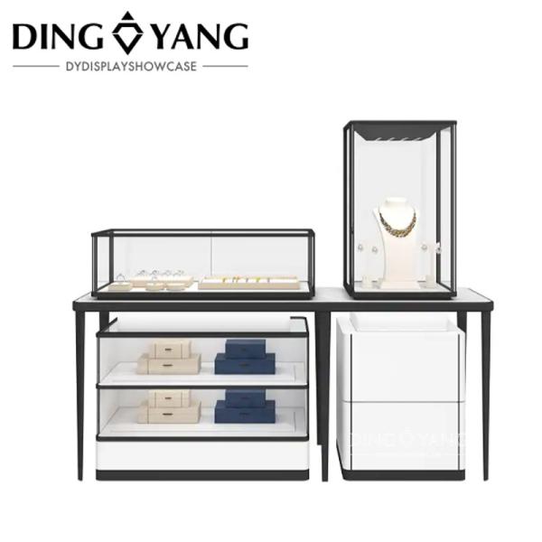 Buy Modern Glass Stainless Steel Fashionable Jewelry Showcase With Led Light at wholesale prices