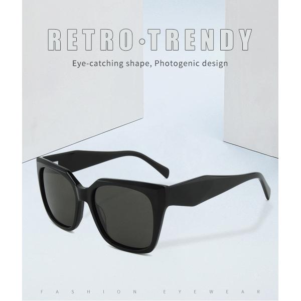 Ladies Square Acetate Sunglasses Retro UV400 Customize Logo