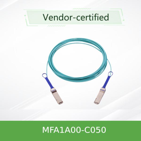 Buy NVIDIA MFA1A00-C050 100Gb/s QSFP28 Active Optical Cable, 50m, for 100GbE Data Center Applications at wholesale prices