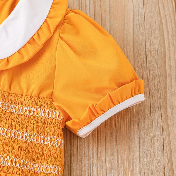 Girls Short Sleeve Dress Solid Color Children's Dress Clothing