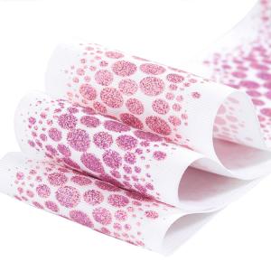 Custom Quality Glitter Grosgrain Pink Ribbon 75mm