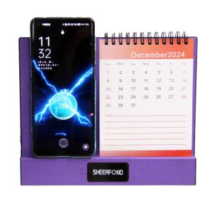 Custom 2024 Multifunctional Wireless Charged Desk Calendar Modern Fashion