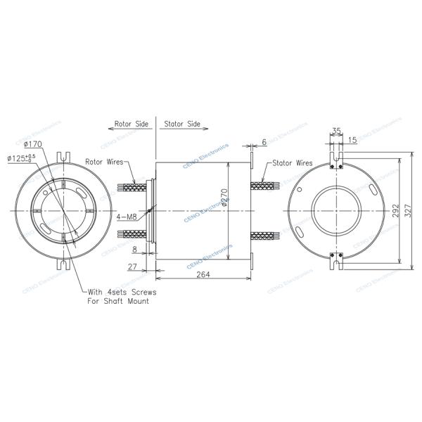 Waterproof Slip Ring With 15 Circuits Electric Power Ethernet Signal and Rotating Electrical Connector