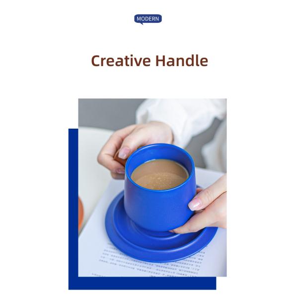 320ml Volume Porcelain Tea Mug Ceramic Coffee Cup And Saucer Set Klein Blue Cups