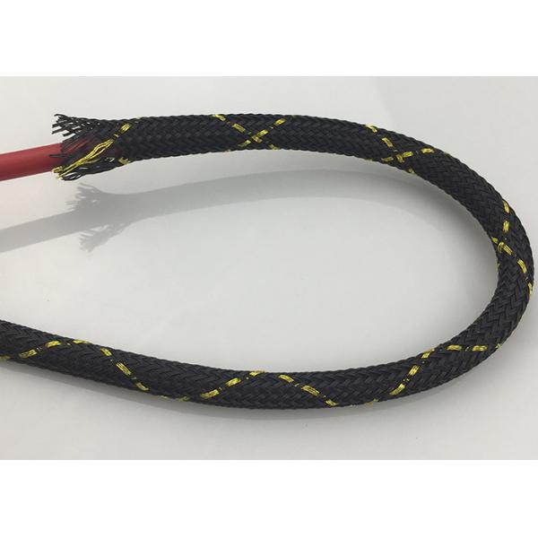 Black Flame Proof PET Expandable Braided Sleeving Wear Resistant For Cable Industries