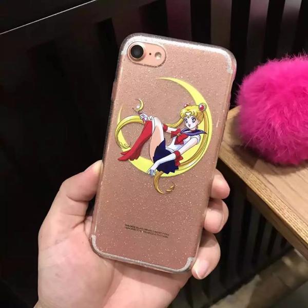 Soft TPU Glitter Glue Cute Cartoon Images Back Cover Cell Phone Case For iPhone 7 6s Plus