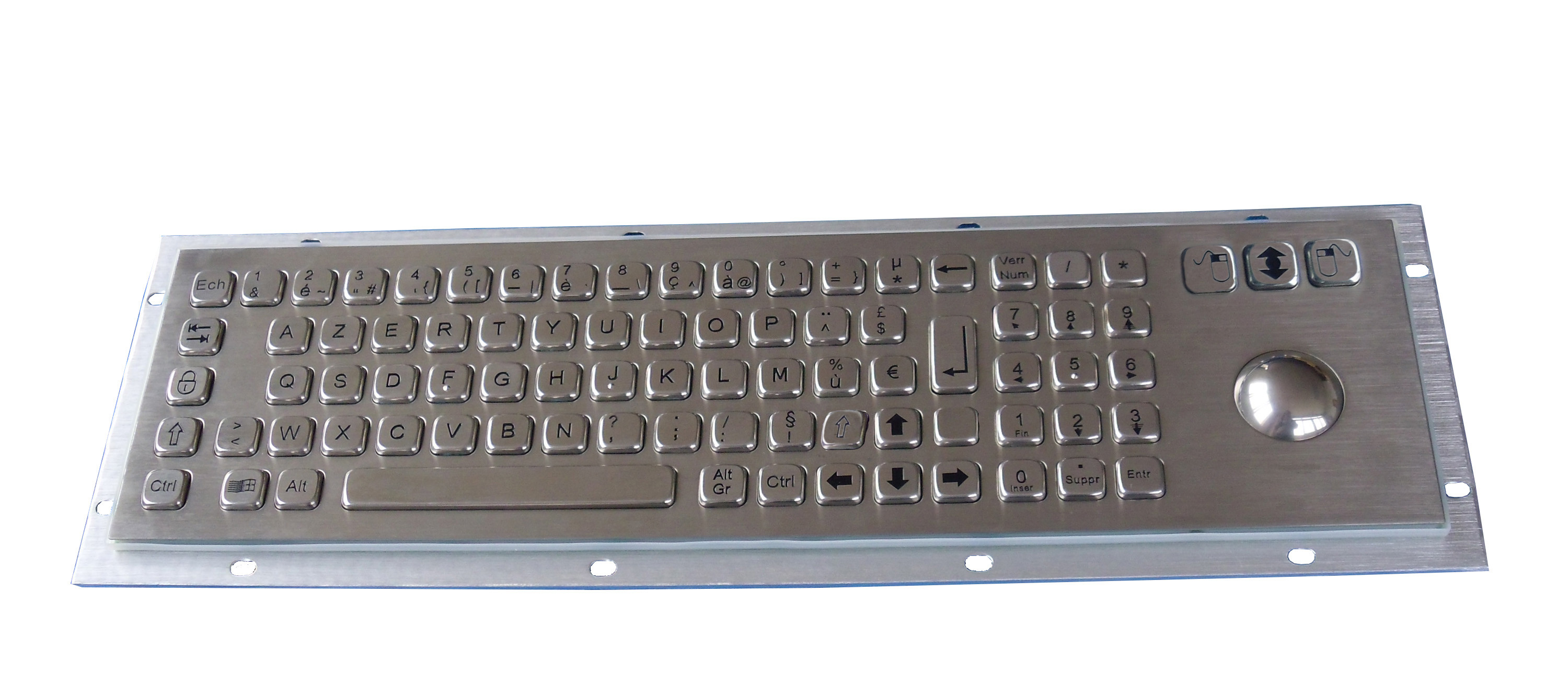 Industrial Keyboard With Trackball Panel Mount Metal Wired Keyboard