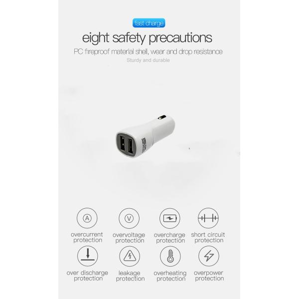 12W 5V 2.4A Fast Car Phone Charger Dual USB Quick Charge Car Adapter