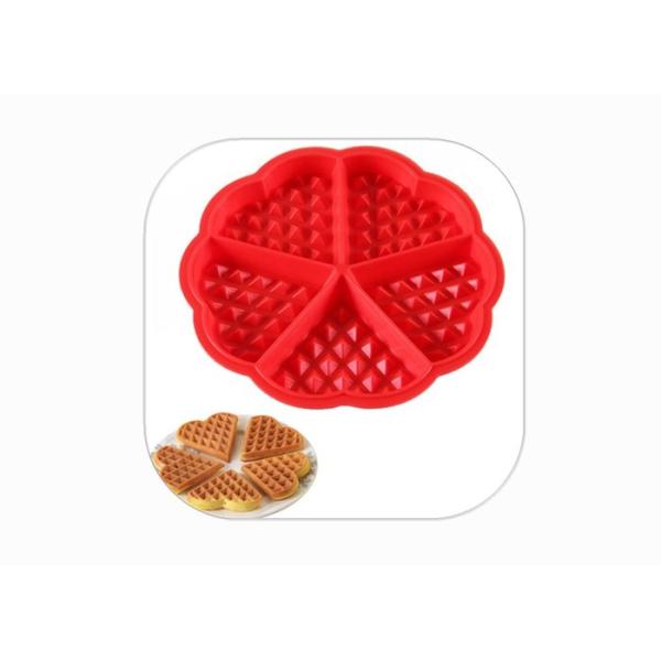 Buy 6 Pieces Silicone Waffle Mold , Food Grade Silicone Bakeware Molds Red Color at wholesale prices