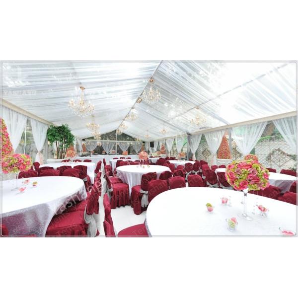 Backyard Transparent Outdoor Party Tents , Clear Party Tent Rentals With Lining Decorations