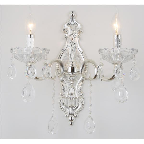 Width 40cm Sliver Color 2 Heads 4KG Crystal Chandelier Wall Lights