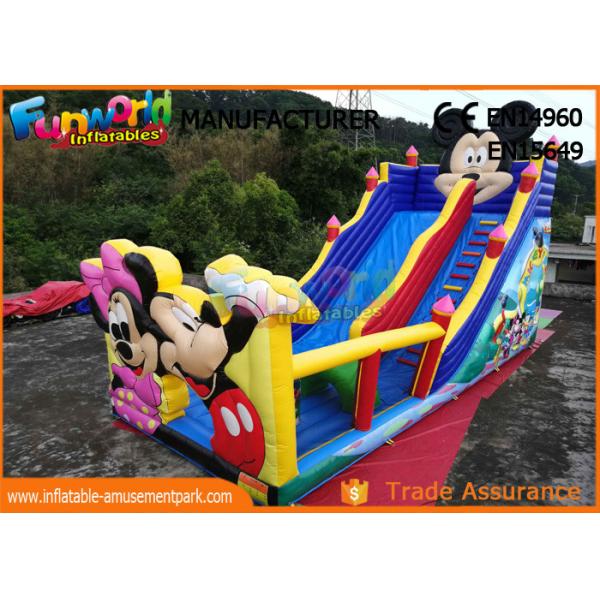 Buy Pvc Mickey Mouse Commercial Inflatable Bounce House With Slide Easy To Carry at wholesale prices