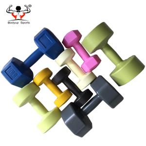 Round Shaped Plastic Coated Dumbbells Beautiful Appearance Customized Logo