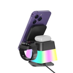 4-in-1 Wireless Charger For Apple Devices With Rotational Body & Foldable Top