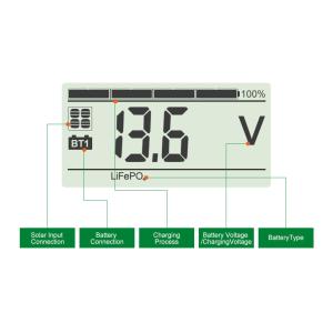 12V 24V Digital Solar Charge Controller with 190W @ 12V 380W @ 24V and BMS Wake