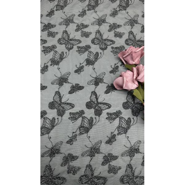 Butterfly Luxury Chemical Lace Fabric Romantic Lace for Wedding Couture Black Mesh Dresses