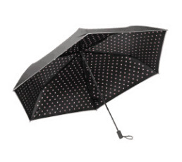 Black Lightweight Folding Umbrella , Compact Wind Resistant Umbrella 3 Section